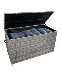 Caja de almacenamiento para exterior de ratán - gris