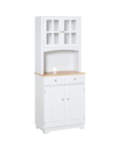 Mueble auxiliar de cocina mdf, madera de caucho color blanco 68x39.5x170 cm