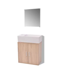 vidaXL conjunto de mueble y lavabo 3 piezas beige