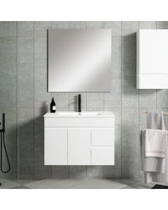 Mueble baño, lavabo, espejo y aplique LED urban 80x45cm blanco