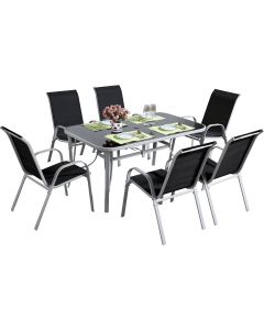 Comedor de jardín en textileno cordoba - "phoenix" - negro