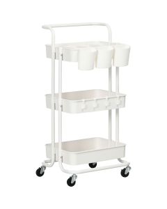 Carrito de almacenamiento acero, abs color blanco 42x38x86.5 cm Homcom