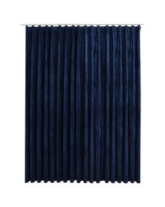 vidaXL cortina opaca con ganchos terciopelo azul oscuro 290x245 cm