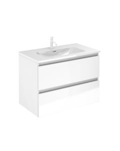 Conjunto mueble baño suspendido con 2 cajones + lavabo 【ancho 100】【blanco】