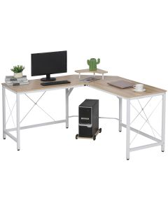 Mesa de computadora mdf, metal bicolor 150x150x76 cm homcom