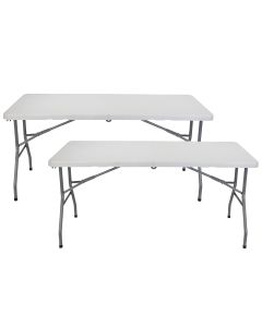 Pack 2 mesas plegables 150cm rectangular blanca catering thinia home