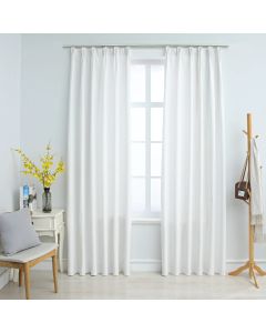 Cortinas opacas con ganchos 2 piezas blanco crudo 140x245 cm es6724