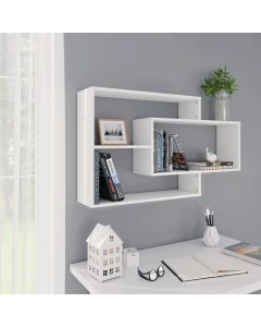 Estantes de pared de madera contrachapada blanco 104x20x58,5 cm