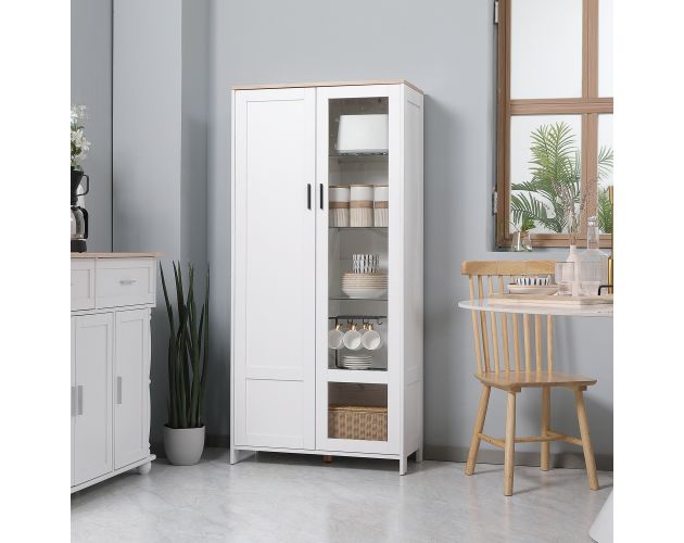 Alacena de cocina melamina de madera color blanco 76x36x160 cm homcom Brico Depot