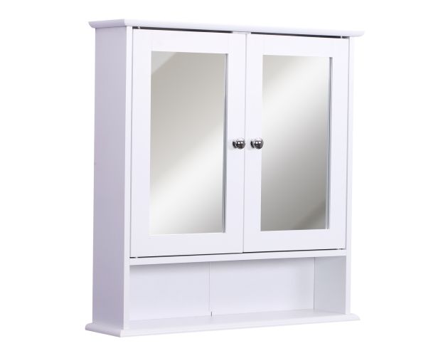 Armario para baño de pared con espejo con luz LED y dos estantes de MDF de
