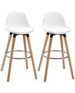 Taburetes de bar pu, pp, espuma, acero, haya color blanco 40x42x91 cm
