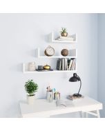 Estante de pared 3 piezas madera contrachapada blanco es96783