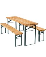 Conjunto de mesa y bancos de madera 3 piezas