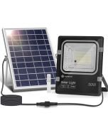 Aigostar foco solar exterior con mando a distancia, 50w, regulable, ip65