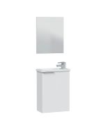 Mueble de baño elsa 1 puerta, espejo y con lavabo, color blanco brillo