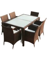 vidaXL set comedor de jardín 7 piezas y cojines ratán sintético marrón