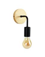 Aplique de pared negro con base de madera "elche" E27