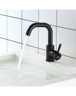 Auralum mezclador de lavabo negro grifo de agua fría y caliente en forma de