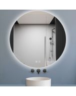 Espejo de baño redondo LED 80×80cm, antivaho, luz tricolor regulable