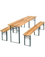 Conjunto de mesa y bancos de madera plegables 3 piezas 219cm