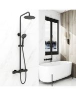 Aica columna de ducha termostática negro mate cuadrada 764-1184mm para baño