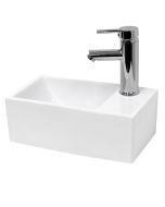 Lavabo cerámico cuadrado 350 x 205 x 125 mm blanco
