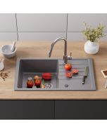 Fregadero de cocina fregadero de granito 78x45, fregadero con escurridor