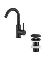 Grifo para lavabo de acero inoxidable negro - giratorio de 360°