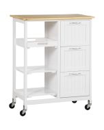 Carro de cocina mdf, pino color blanco 67x37x87 cm Homcom, hogar - cocina