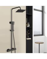 Aica columna ducha termostática negro mate cuadrada 732-1152mm para baño