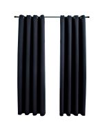vidaXL cortinas opacas con anillas de metal 2 uds negro 140x225 cm