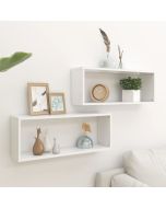 Estante cubo de pared 2 uds madera ingeniería blanco 60x15x23cm