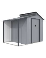 Caseta de metal con pergola "madras" - 5.64 m² - gris, caseta de metal con