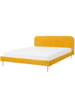 Cama con somier de terciopelo amarillo/dorado 180 x 200 cm flayat