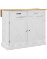 Isla de cocina mdf, madera de caucho color blanco 105x60x90.5 cm homcom