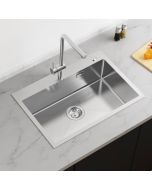 Auralum fregadero de 1 lavabo 65x45x19cm fregadero bajo encimera de acero i