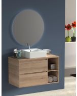 Mueble de baño zeus con lavabo y espejo redondo LED grafito 80 cm