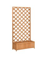 vidaXL jardinera con enrejado de madera maciza de abeto marrón