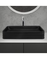 Lavabo rectangular para baño lavamanos cerámica pila desagüe negro