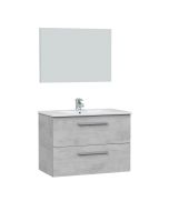 Mueble de baño axel 2 cajones con espejo, sin lavabo, color cemento
