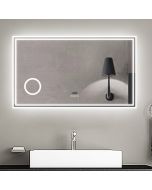 Espejo de baño LED 120×70 cm+ reloj + lupa + bluetooth
