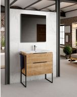 Mueble de baño al suelo con lavabo cerámico | 70 cm - roble natural