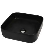 vidaXL lavabo cuadrado de cerámica negro 38x38x13,5 cm