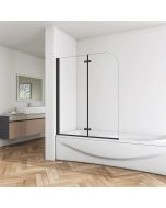 Aica mampara de bañera plegable,6mm,antical,negro mate,(1180-1200)x1400mm