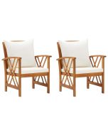 vidaXL sillas de jardín con cojines 2 unidades madera maciza acacia