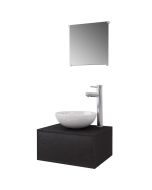 vidaXL conjunto de muebles de baño con lavabo y grifo 4 piezas negro