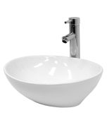 Lavabo cerámico ovalado 410 x 330 x 142 mm blanco ecd germany