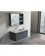 Conjunto mueble shadow blue, lavabo en resina y mueble con espejo LED