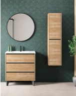 Mueble de baño al suelo con lavabo fondo reducido| 80 cm - roble natural