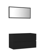 vidaXL juego de muebles de baño 2 pzas madera contrachapada negro